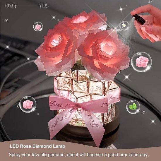 Rozenkristallen Tafellamp, Oplaadbaar Draadloos, 3 dimbare Kleuren, Romantische LED-rozenlamp Voor Slaapkamer Woonkamer Decor, Valentijn Verjaardagscadeau