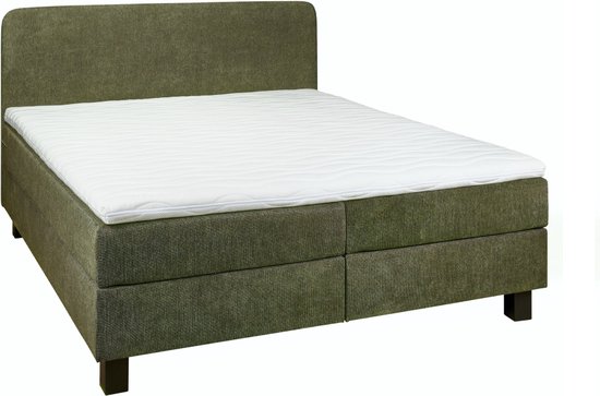 Woonexpress Boxspring Bilbao - Stof - Groen - 160 x 102 x 206 cm (BxHxD)