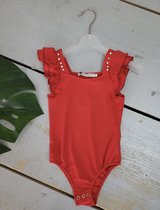 Body rib meiden meisjes rood studs maat 2/2Y kleding