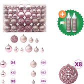 vidaXL 100 delige Kerstballenset roze Kerstbalhaakjes Inclusief Onderhoudsset
