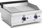Royal Catering Dubbele gasgrill - 60 x 40 cm - glad / geribbeld - 2 x 3.100 W - aardgas - 20 mbar
