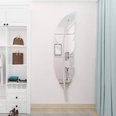 3D acryl spiegel muur decor stickers, 30 x 125 cm veervormige set DIY zelfklevende kunst aan de muur, woondecoratie voor woonkamer, slaapkamer, badkamer, boerderij (zilveren veer)