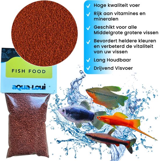 Aqua-Loui® - Visvoer - Tropisch Vissenvoer – Granulaat (Granules) – Langzaam Zinkend – Visvoer - Aquarium - Geschikt Voor Middelgrote Vissen - 250ml - Aqua-Loui