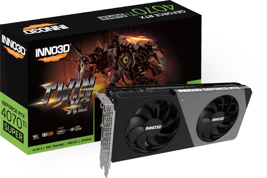 Inno3D GeForce RTX 4070 Ti SUPER Twin X2 - Videokaart - 16GB GDDR6X - PCIe 4.0 - 1x HDMI - 3x DisplayPort