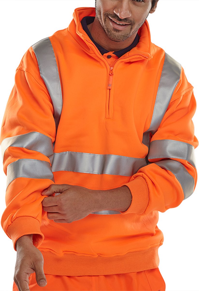 Beeswift Sweatshirt met rits - Oranje - Maat XL