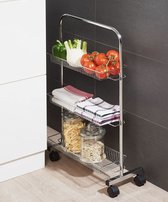Bol.com Metalen keukentrolley 77 x 46 x 22 cm 3 legplanken keukenwagen niezenwagen bijzetwagen rolwagen aanbieding