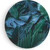 Artaza Forex Muurcirkel Tropische Groene Bladeren - 50x50 cm - Klein - Wandcirkel - Rond Schilderij - Muurdecoratie Cirkel
