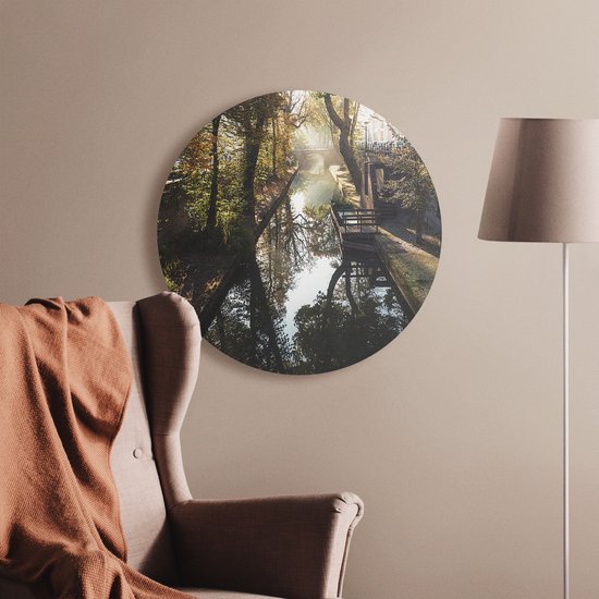 Artaza Forex Muurcirkel Nieuwe Gracht In Utrecht - 40x40 cm - Klein - Wandcirkel - Rond Schilderij - Wanddecoratie Cirkel