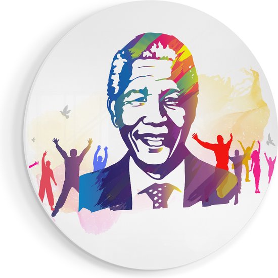 Artaza Forex Muurcirkel Nelson Mandela - 40x40 cm - Klein - Wandcirkel - Rond Schilderij - Wanddecoratie Cirkel