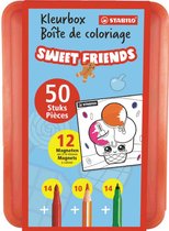 Stabilo - Boîte à colorier Sweet Friends - 50 pièces - marqueurs/crayons/aimants dans une boîte à crayons