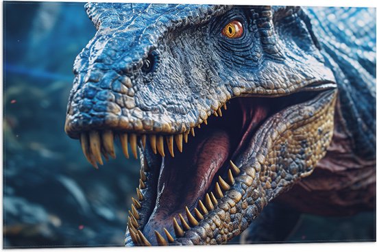 Vlag - Dinosaurus - Dier - Tanden - Kleuren - 75x50 cm Foto op Polyester Vlag