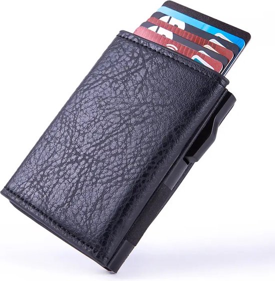 RV Card Holder Men Wallet - Zwart 8 cartes + Lettre et pièces RFID Porte-carte de crédit - Unisexe