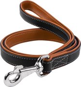 WAUDOG Soft Hondenriem / Hondenlijn - Echt Leder - Zwart - Breedte: 25 mm - Lengte: 122 cm
