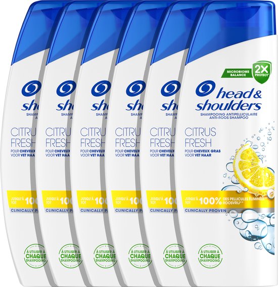 Foto: Head shoulders citrus fresh anti roos shampoo voor vet haar dagelijks gebruik voordeelverpakking 6 x 300 ml