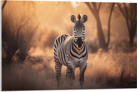 Acrylglas - Dier - Zebra - Bos - Wild - 90x60 cm Foto op Acrylglas (Wanddecoratie op Acrylaat)