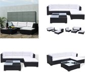 vidaXL-5-delige-Loungeset-met-kussens-poly-rattan-zwart - Lounge Sets - Lounge Sets - Rotan Lounge Set - Tuin Banken