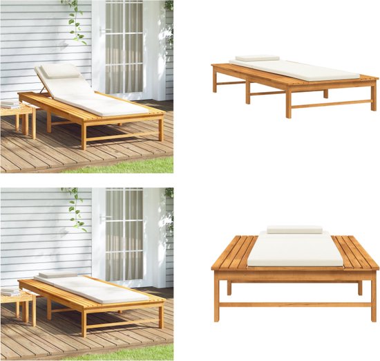 vidaXL Loungebed 100x188,5x44 cm massief gebogen hout