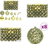 vidaXL-Kerstballen-100-st-3/4/6-cm-lichtgroen - Kerstbal - Kerstballen - Kerstdecoratie - Kerstversiering
