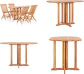 vidaXL Ensemble de jardin pliant 5 pièces Bois de teck massif - Ensemble de salle à manger d'extérieur - Coins à manger d'extérieur - Table et chaise de jardin - Tables de jardin et Chaises de jardin