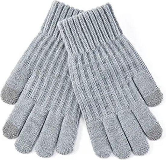 Super zachte gebreide knitted handschoenen voor herfst en winter grijs