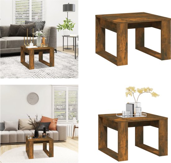 vidaXL Bijzettafel 50x50x35 cm bewerkt hout oud houtkleurig