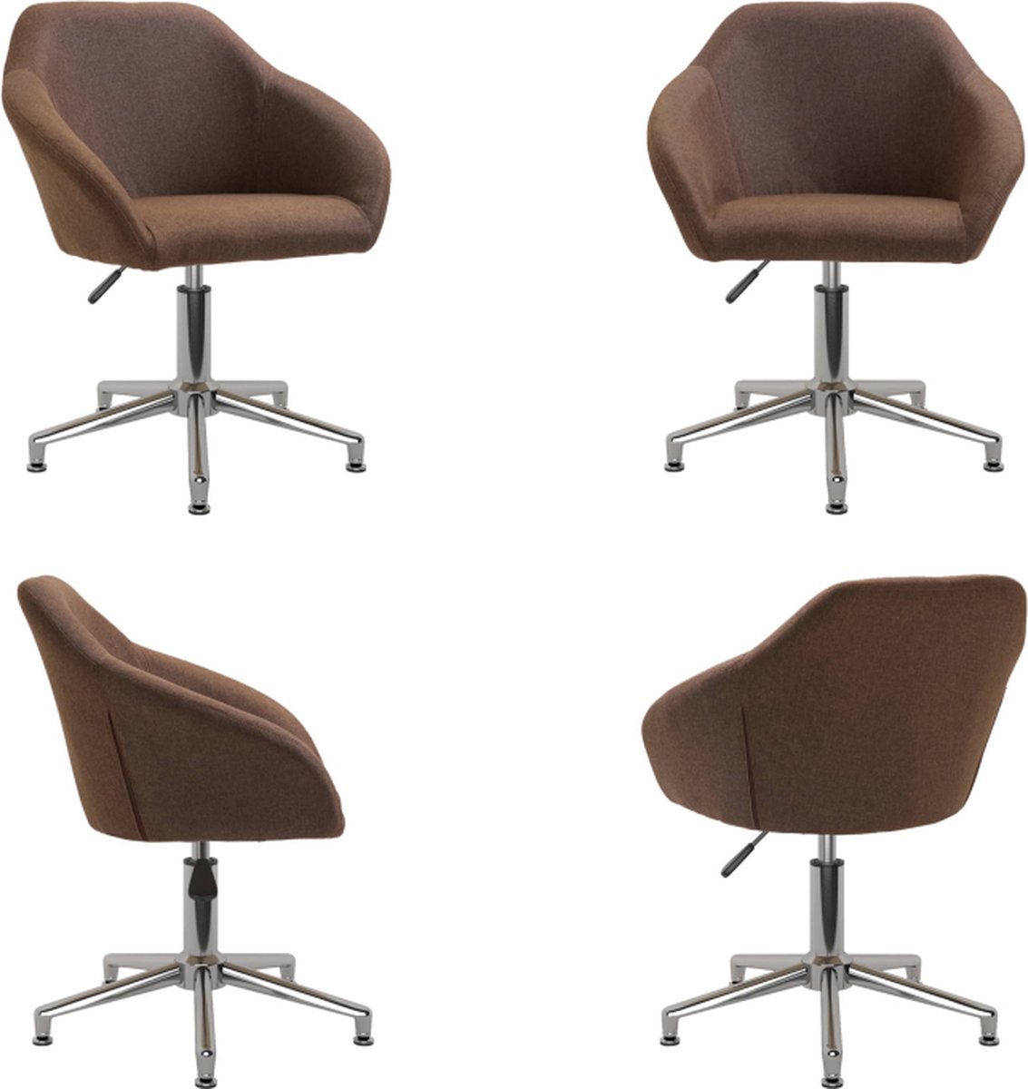 vidaXL Kantoorstoel draaibaar stof bruin - Eetkamerstoel - Eetkamerstoelen - Keukenstoelen - Keukenstoel