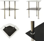 vidaXL Bijzettafel 2-laags 38x38x50 cm gehard glas transparant zwart - Salontafel - Salontafels - Tafel - Tafels