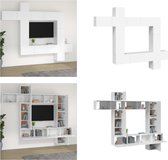 vidaXL 9-delige Tv-meubelset bewerkt hout wit - Tv-meubelset - Tv-meubelsets - Tv-meubel - Tv Meubelset