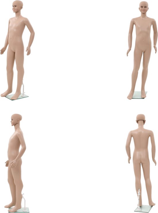 vidaXL Etalagepop kind met glazen voet 140 cm beige - Mannequin - Mannequins - Paspop - Paspoppen
