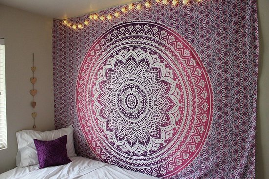 Wandtapijt Indiase Mandala Muurschildering Hippie Muurhangende Boheemse Bedsprei Paars