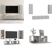vidaXL 4-delige Tv-meubelset spaanplaat betongrijs - Tv-meubelset - Tv-meubelsets - Tv Meubelset - Tv Meubelsets