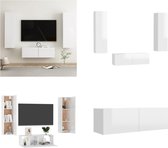 vidaXL 3-delige Tv-meubelset spaanplaat hoogglans wit - Tv-meubel - Tv-meubelen - Tv-meubels - Tv-meubilair