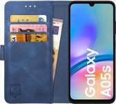 Rosso Element Book Case Wallet Hoesje Geschikt voor Samsung Galaxy A05s | Portemonnee | 3 Pasjes | Magneetsluiting | Stand Functie | Blauw