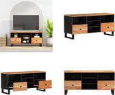 vidaXL Tv-meubel 100x33x46 cm massief acaciahout en bewerkt hout - Tv-meubel - Tv-meubelen - Tv-standaard - Televisiemeubel