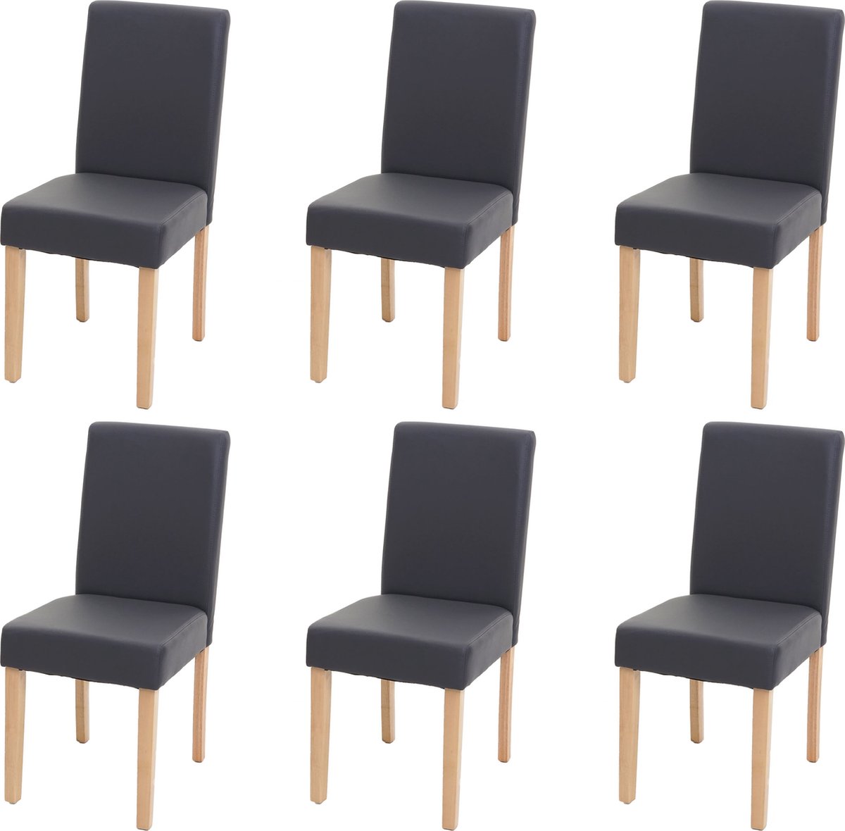Cosmo Casa 6-Delige set eetkamerstoelen Stoel Keukenstoel Littau - Kunstleer - Mat grijs - Lichte poten