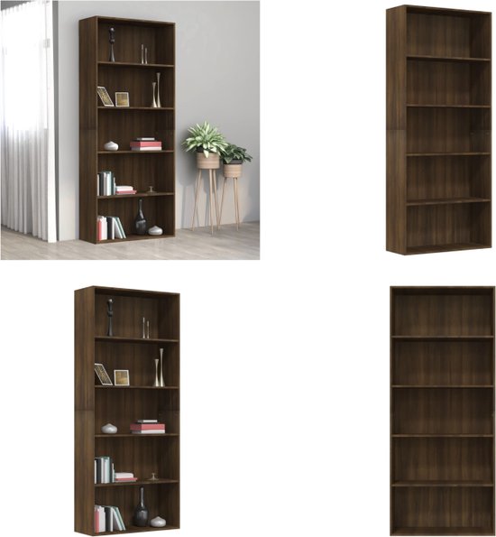 Boekenkast 86x25,5x140 cm bewerkt hout zwart