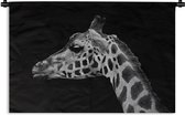 Wandkleed - Wanddoek - Dieren - Giraffe - Zwart - Wit - 180x120 cm - Wandtapijt