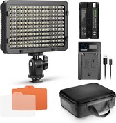 Neewer® - Dimbaar LED Videolicht Paneel Set 176 LEDs, Streaming Licht met 2200mAh Li-Ion Batterij, Sleutellicht met USB Lader en Draagtas voor Product- en Portretverlichting Camera