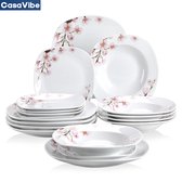 CasaVibe Luxe Plate Set - Bols - Set de Bols - Assiettes à Creuse - Assiettes à Dessert - Assiettes à Assiettes plates - lot de 18 - 6 personnes - service de table