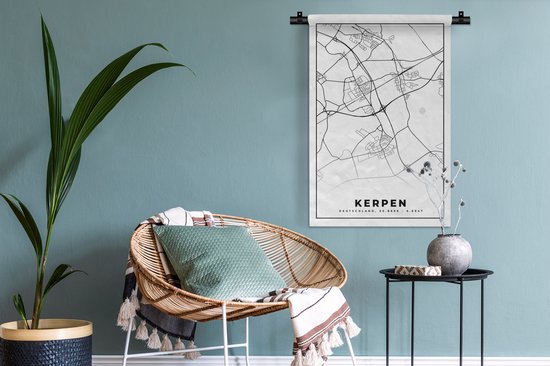 Wandkleed - Wanddoek - Kerpen - Plattegrond - Kaart - Stadskaart - 60x90 cm - Wandtapijt