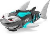 Transparant haai-speelgoed met licht en muziek - elektrische mechanische transmissie met knipperend geluid - cartoon-haai educatief speelgoed（Kleur：Grijs）