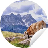 Tuincirkel Alpen - Koe - Berg - 120x120 cm - Ronde Tuinposter - Buiten XXL / Groot formaat!