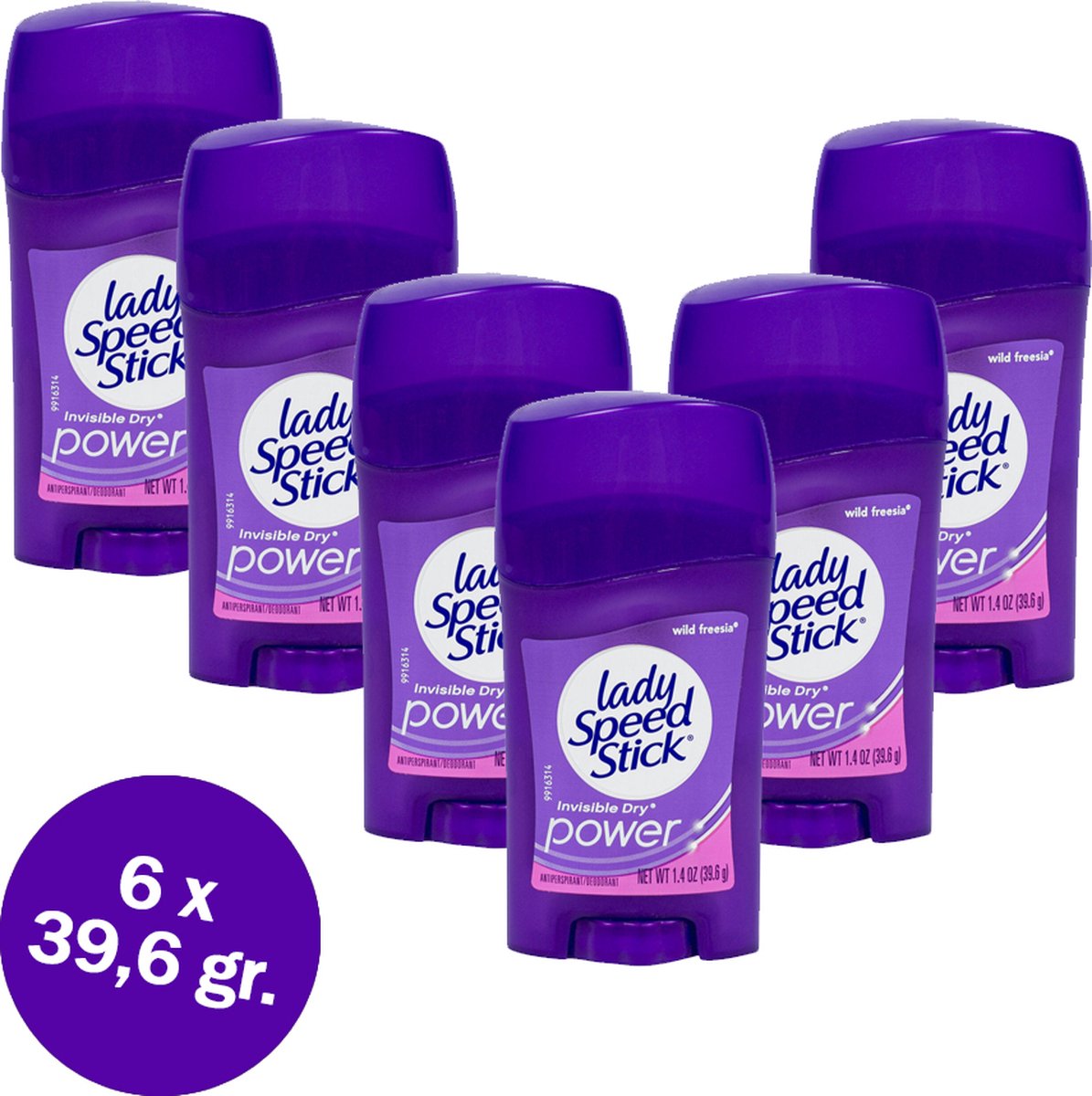 Goedkoopste Lady Speed Stick Wild Freesia - Invisible Dry Power - 6 x 39,6 gr - Voordeelverpakking