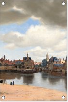 Tuindecoratie Gezicht op Delft - Schilderij van Johannes Vermeer - 40x60 cm - Tuinposter - Tuindoek - Buitenposter