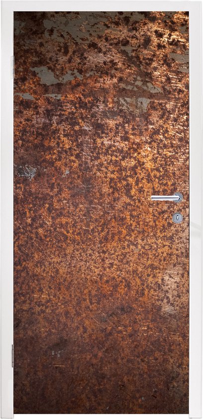 Sticker de porte Acier - Rouille - Bronze - Structure - 85x205 cm - Poster de porte
