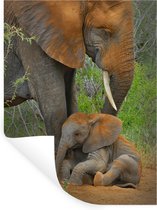 Muurstickers - Sticker Folie - Olifant - Dieren - Zand - Natuur - 60x80 cm - Plakfolie - Muurstickers Kinderkamer - Zelfklevend Behang - Zelfklevend behangpapier - Stickerfolie