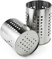 Lepelpot - Spatelpot - Utensils pot - Keukengerei houder - Keukengerei pot - ‎17,8 x 12 x 12 cm - Roestvrij staal - 2 stuks
