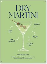 Affiche de jardin 90x120 cm - Cocktail - Vert - Dry Martini - Affiche Vintage - Décoration de jardin extérieur - Décoration de clôture - Jardin - Accessoires bar de plage - Toile de jardin - Affiche d'extérieur