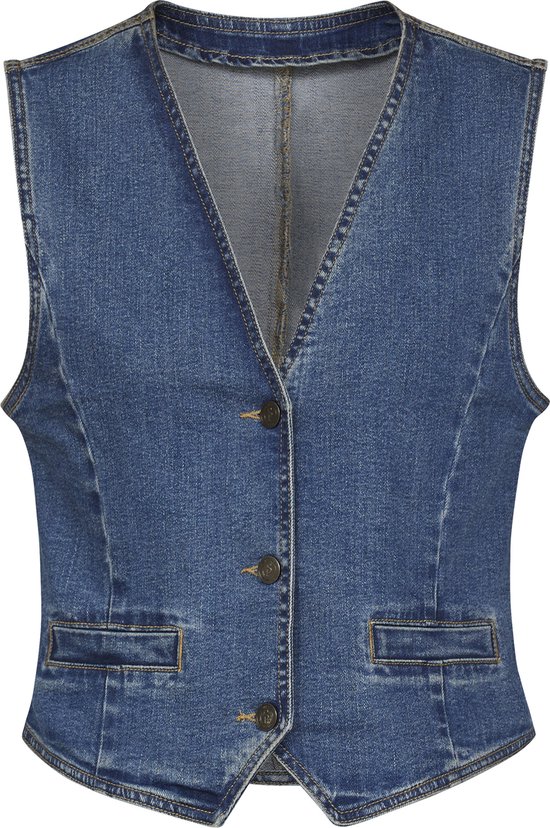 SISTERS POINT Onea-ve Dames Gilet - Mid blue wash - Maat S