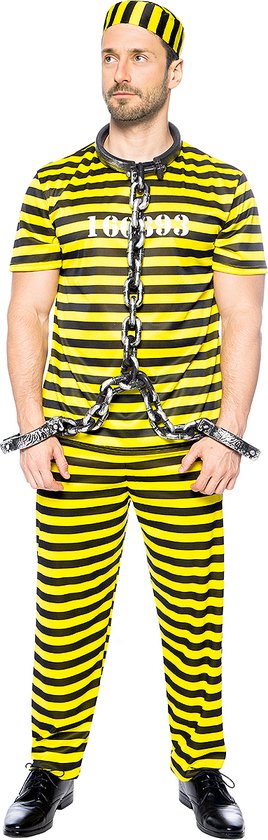 FUNIDELIA Gevangene Kostuum - Boef Kostuum voor Mannen - Maat: 3XL - Geel